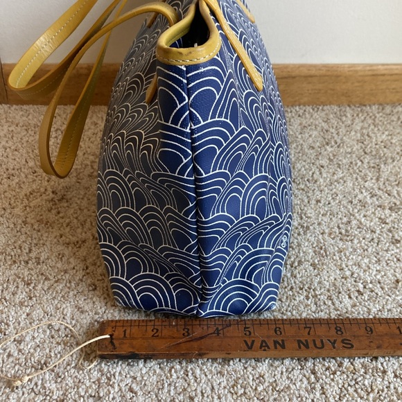 Jonathan Adler Modern Mod Blue White Semi Circle Pattern Canvas Tote Purse Bag - Picture 12 of 14